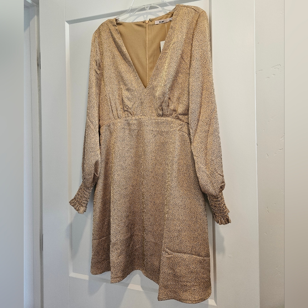 Gold Black Pockadotted Dress
